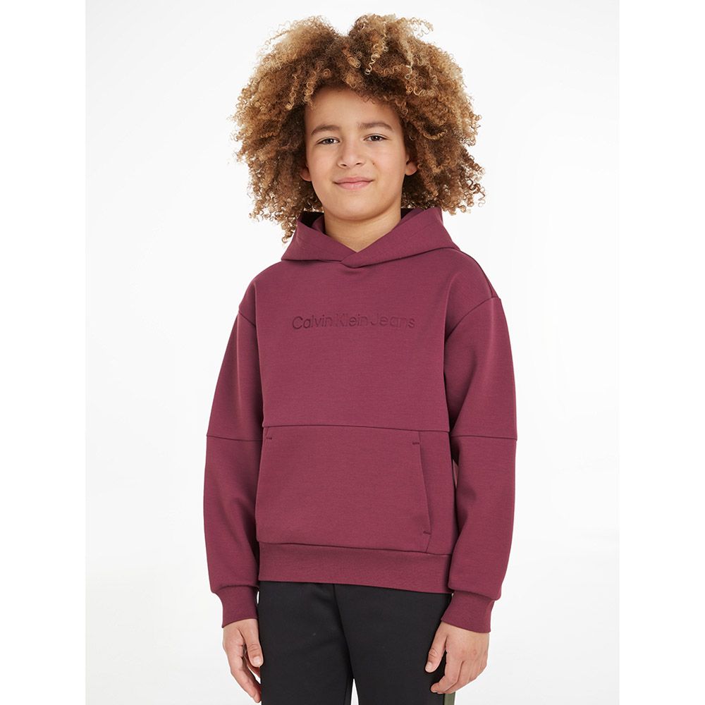 Calvin Klein - Spacer Debossed Logo Hooded Sweatshirt - Red