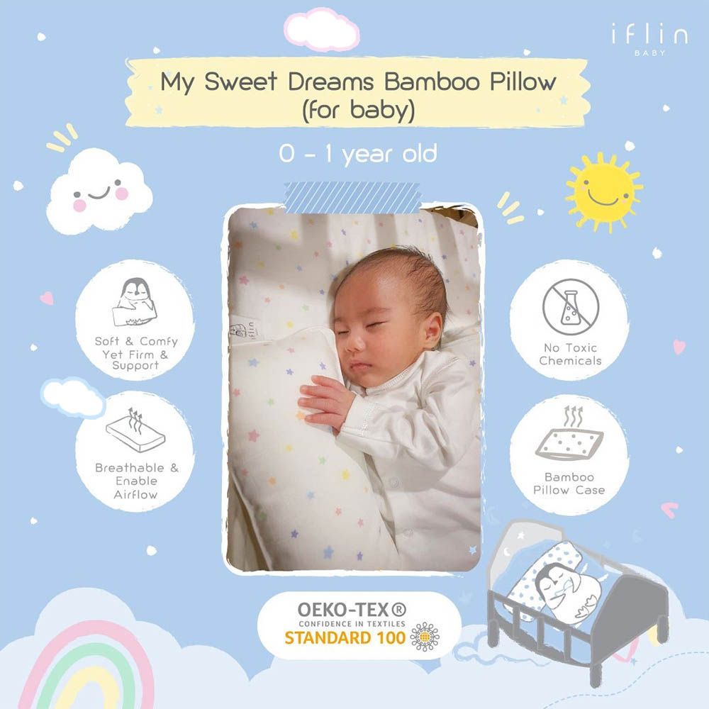 Iflin Baby - My Sweet Dreams Bamboo Pillow - Playful Pink