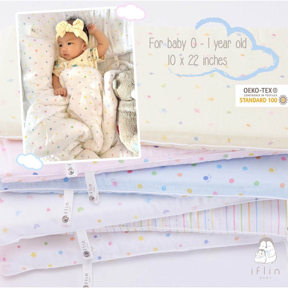 Iflin Baby - My Sweet Dreams Bamboo Pillow - Playful Sky