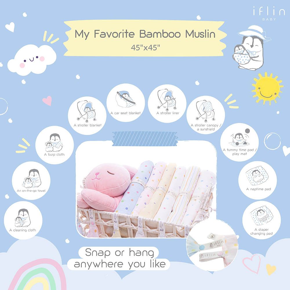 Iflin Baby - My Comfy Bamboo Swaddle - Playful Sky