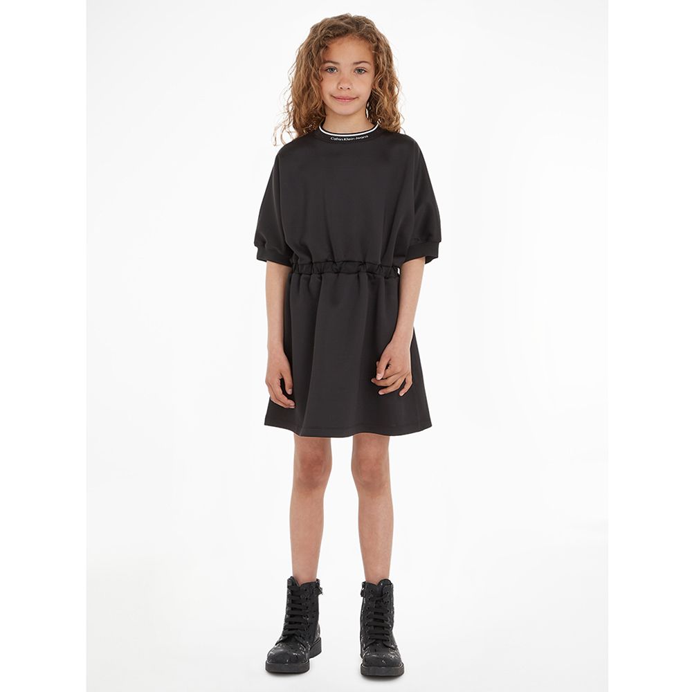 Calvin Klein - Shine Logo Tape Short Sleeve Dress - Black