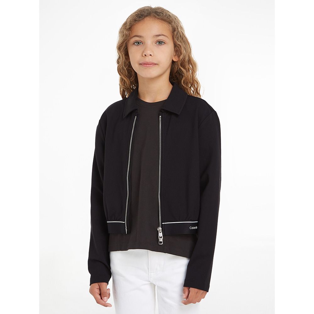 Calvin Klein - Logo Design Semi Shine Zip Jacket - Black