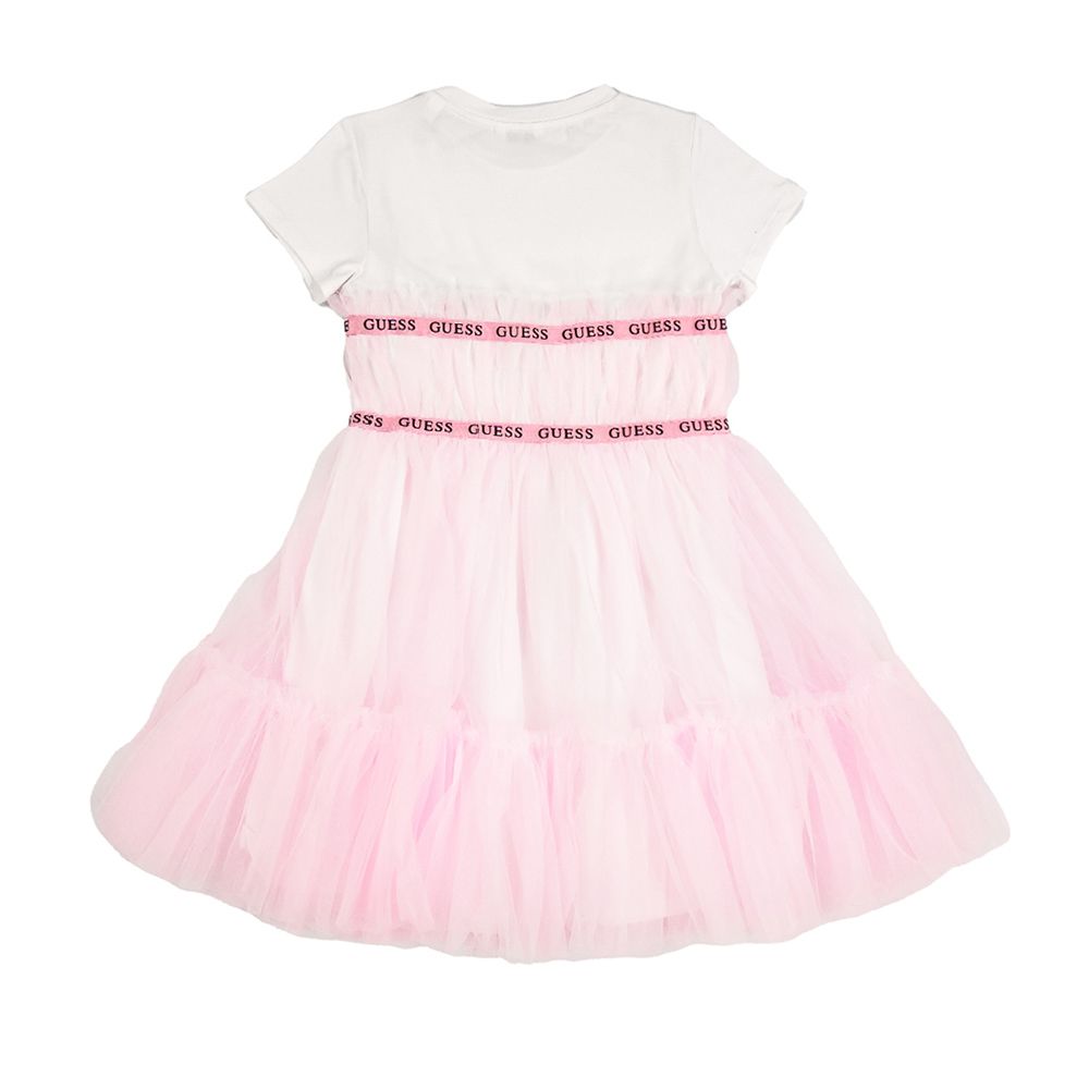 Guess - Girl's Mixed Fabric Flared Dress - Pink