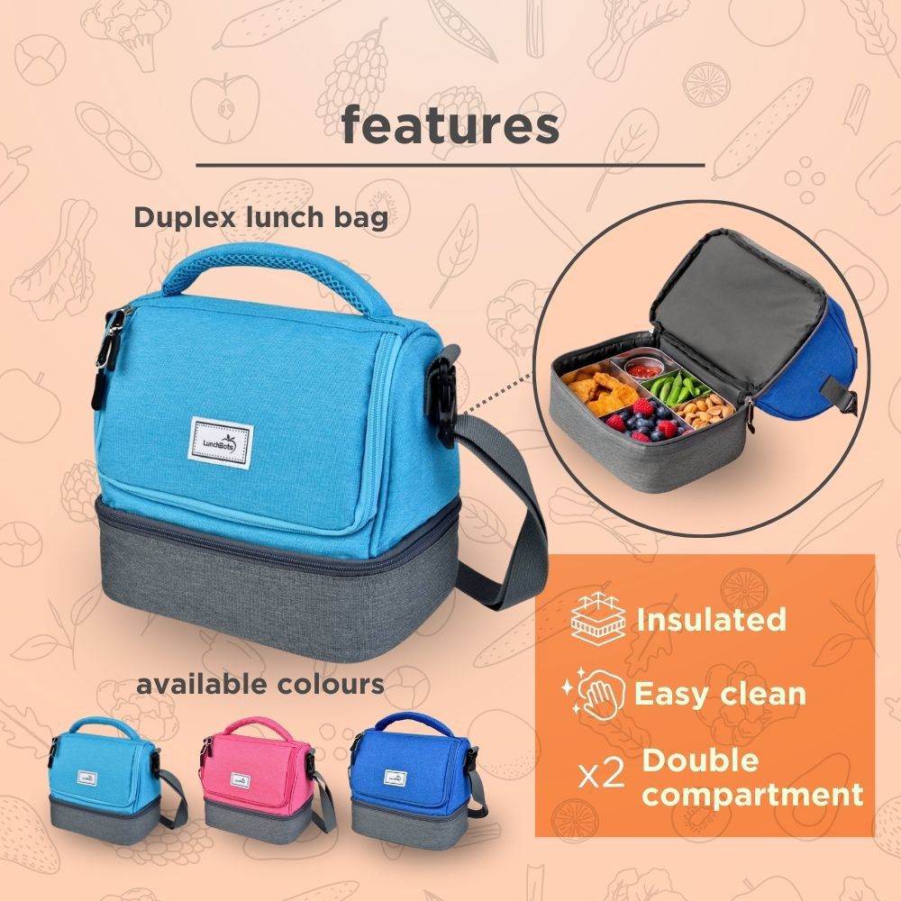 Lunchbots - Duplex Insulated Lunch Bag - Aqua