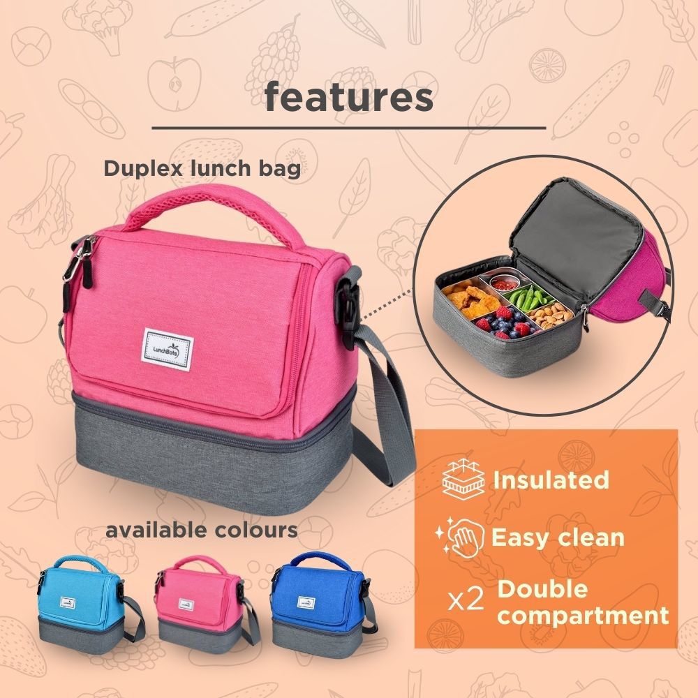 Lunchbots - Duplex Insulated Lunch Bag - Pink