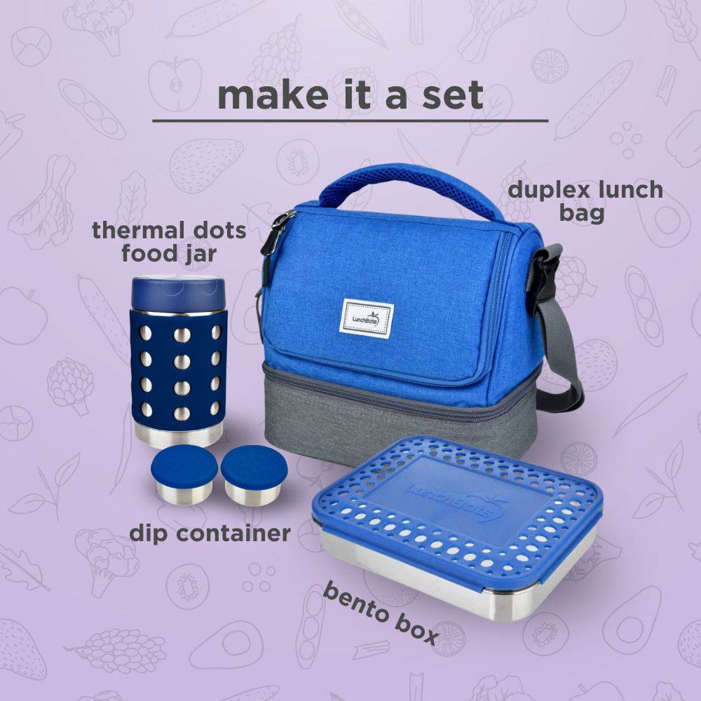 Lunchbots - Duo Bento Stainless Steel Lunchbox - 600ml - Blue