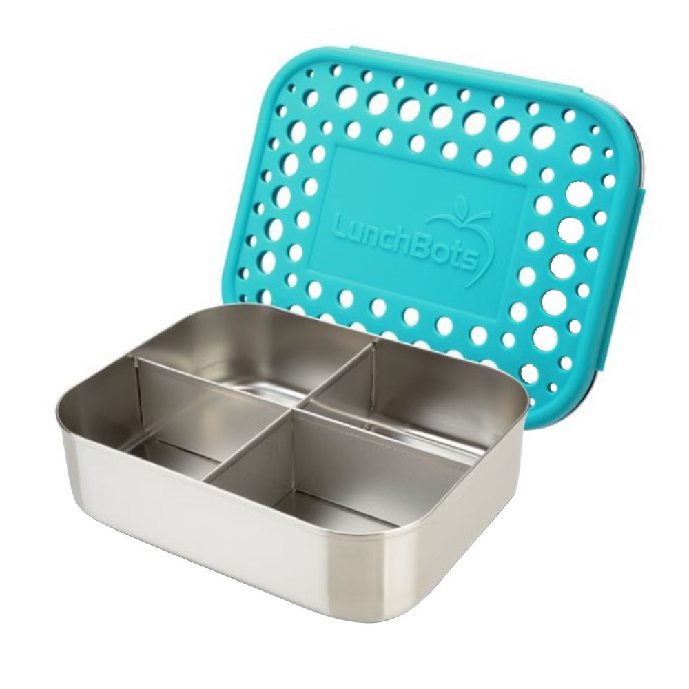 Lunchbots - Quad Bento Stainless Steel Lunchbox - 600ml - Aqua