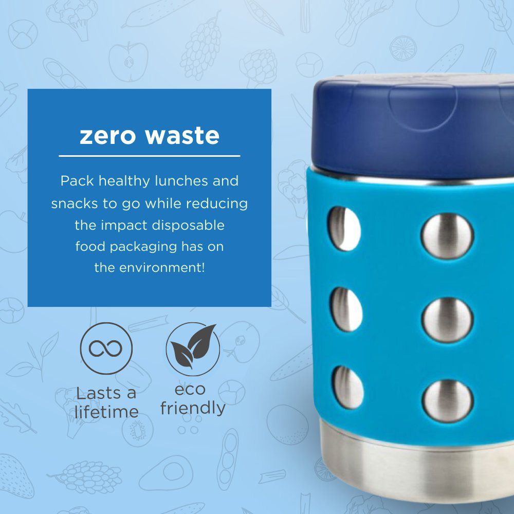 Lunchbots - Thermal Dots Food Jar - Stainless Steel - 350ml - Aqua