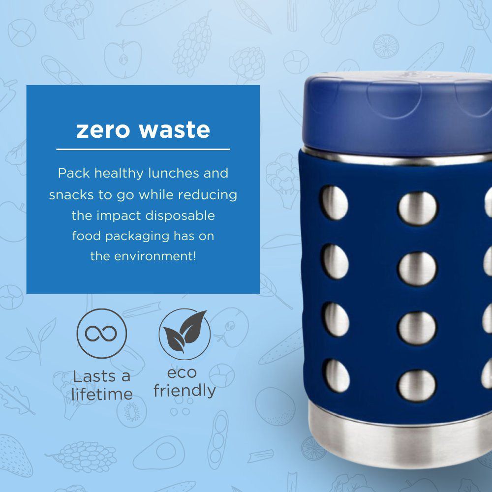 Lunchbots - Thermal Dots Food Jar - Stainless Steel - 470ml - Navy