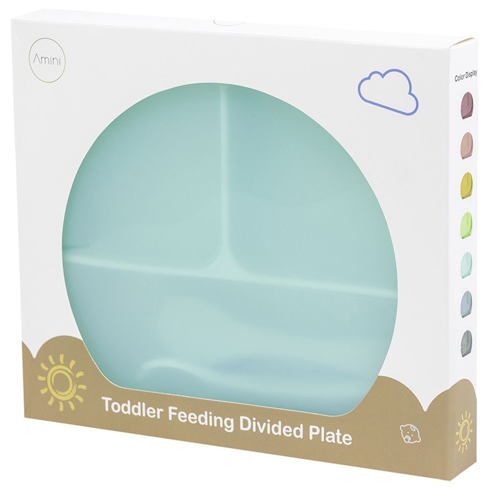 A'ish Home - Covered Grip Plate w/ Spoon & Fork - Mint Green