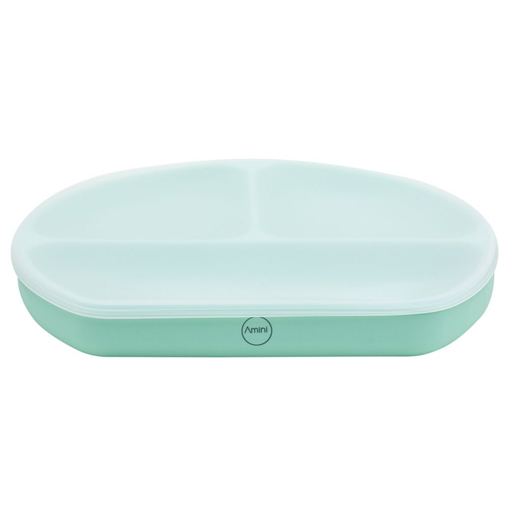 A'ish Home - Covered Grip Plate w/ Spoon & Fork - Mint Green