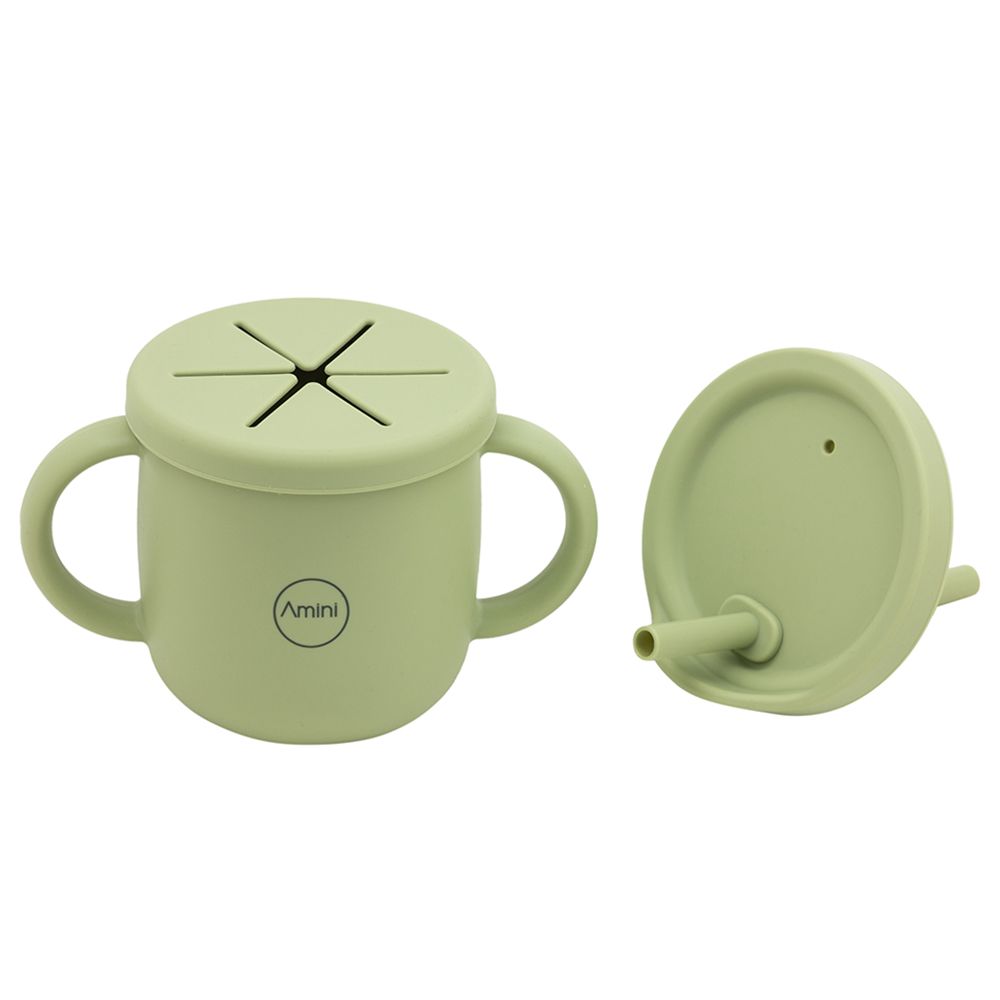 A'ish Home - Silicone Water & Snack Cup - Olive Green - 230 ml