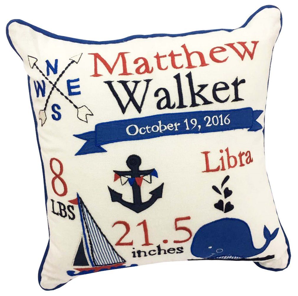 Little West Street - Nautical Birth Statistic Personalised Pillow