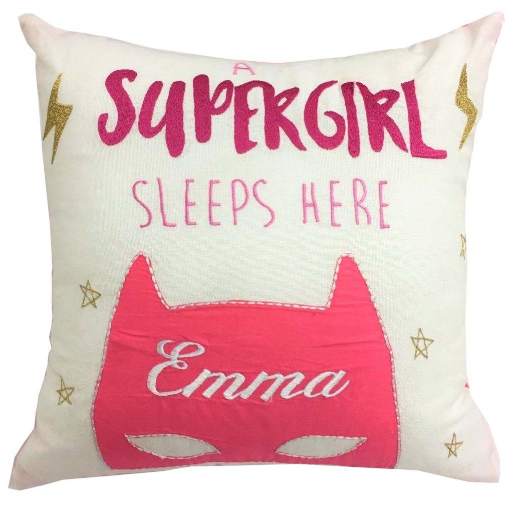 Little West Street - Supergirl Sleeps Here Personalised Pillow