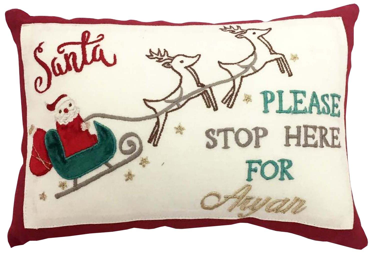 وسادة مخصصة كتب عليها " Santa Stop Here" من ماركة ليتل ويست ستريت