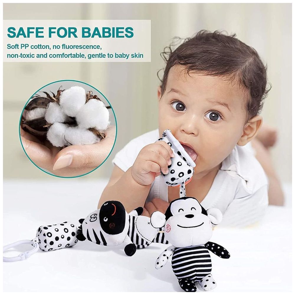 Little Angel - Baby Stroller Crib Plush Hanging Rattle Toy - Zebra - Black/White