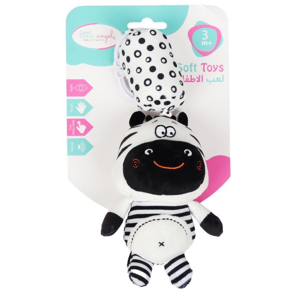 Little Angel - Baby Stroller Crib Plush Hanging Rattle Toy - Zebra - Black/White