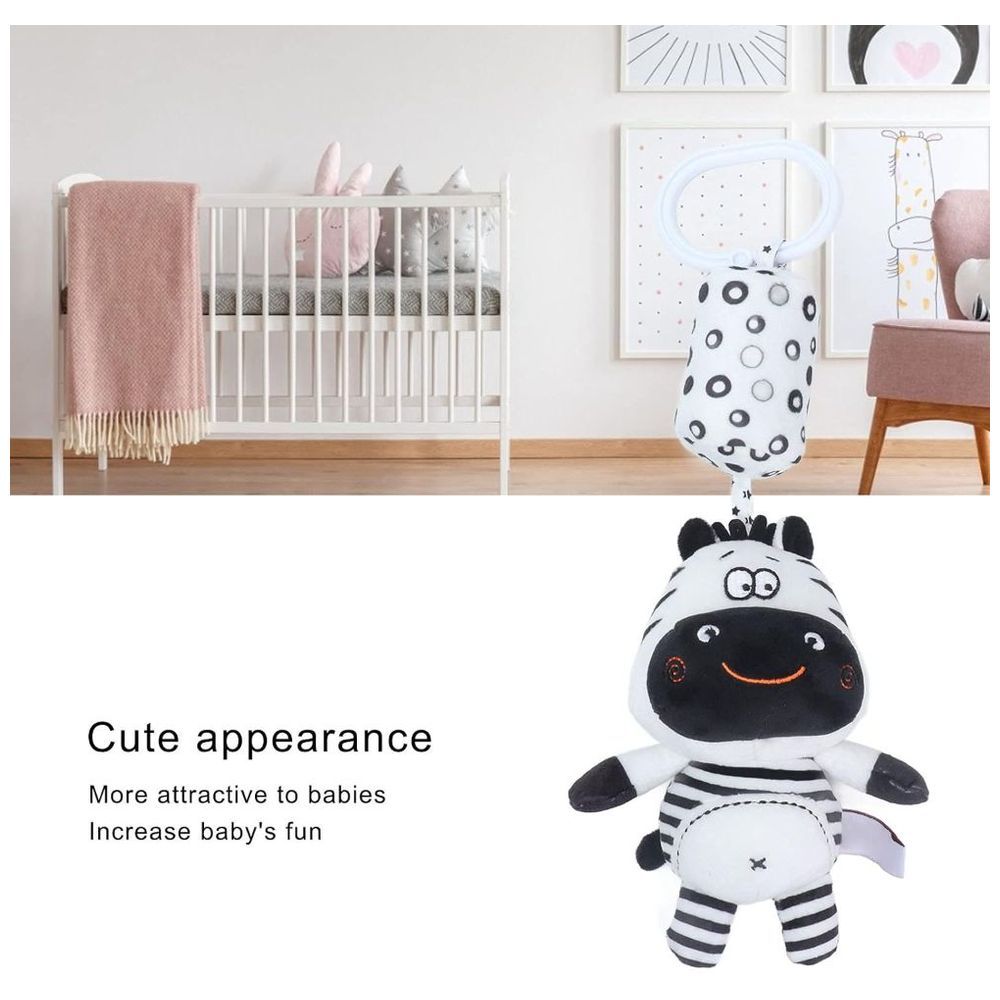 Little Angel - Baby Stroller Crib Plush Hanging Rattle Toy - Zebra - Black/White