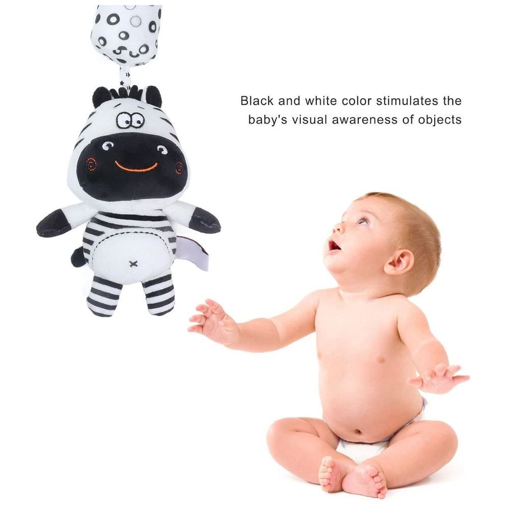 Little Angel - Baby Stroller Crib Plush Hanging Rattle Toy - Zebra - Black/White