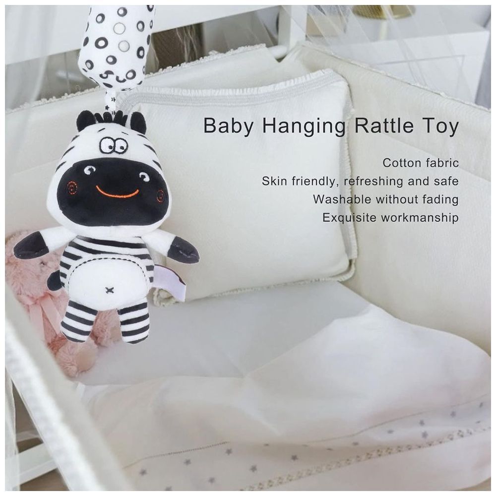 Little Angel - Baby Stroller Crib Plush Hanging Rattle Toy - Zebra - Black/White