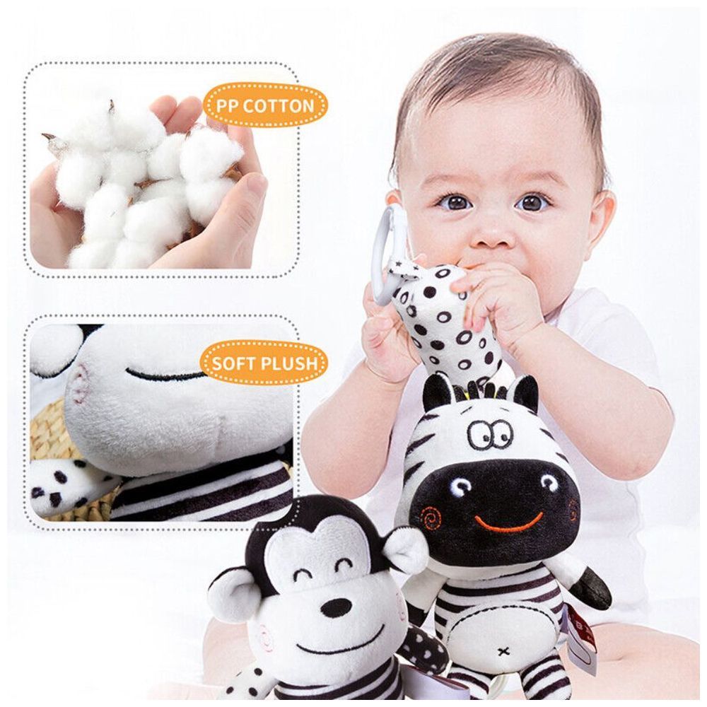 Little Angel - Baby Stroller Crib Plush Hanging Rattle Toy - Zebra - Black/White