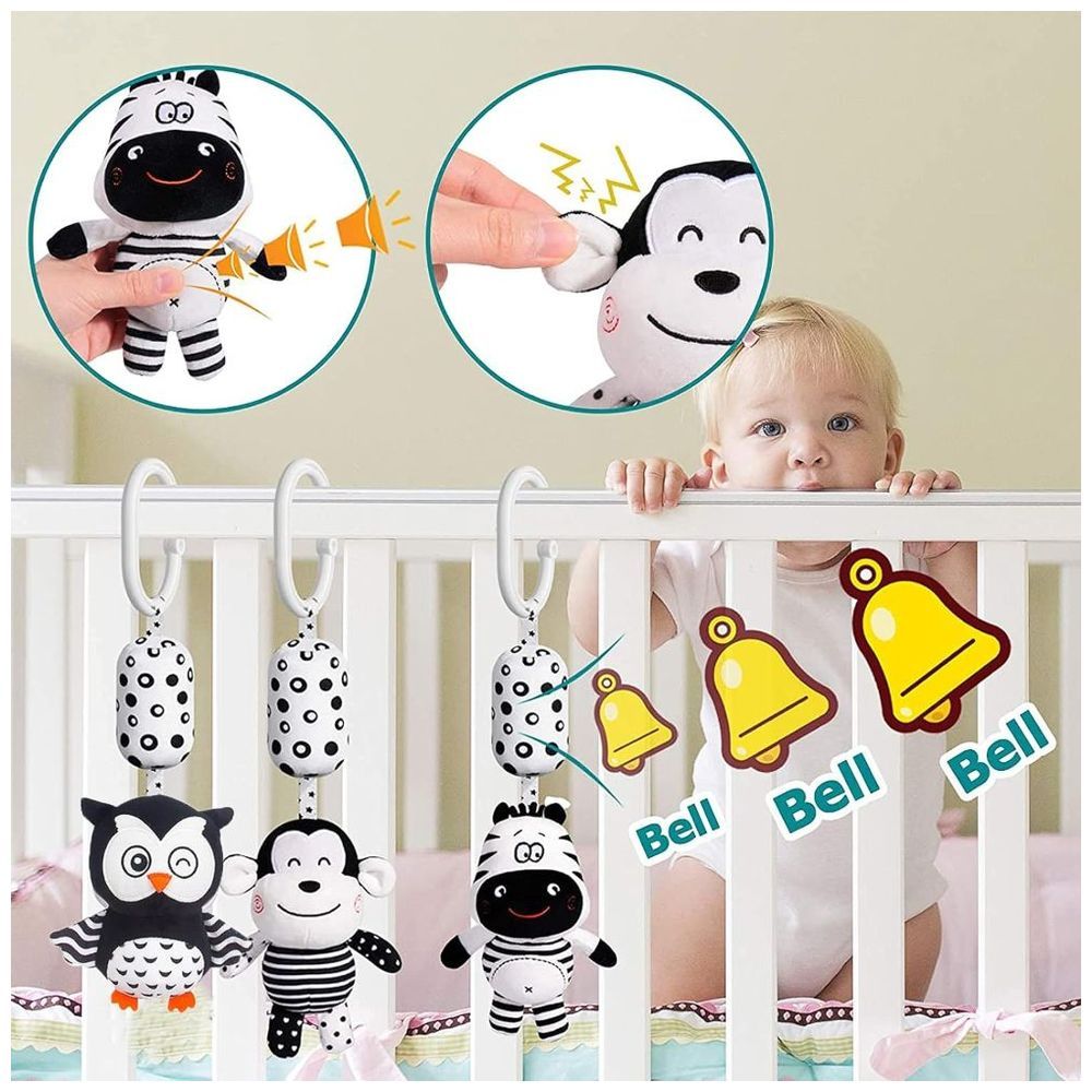 Little Angel - Baby Stroller Crib Plush Hanging Rattle Toy - Zebra - Black/White