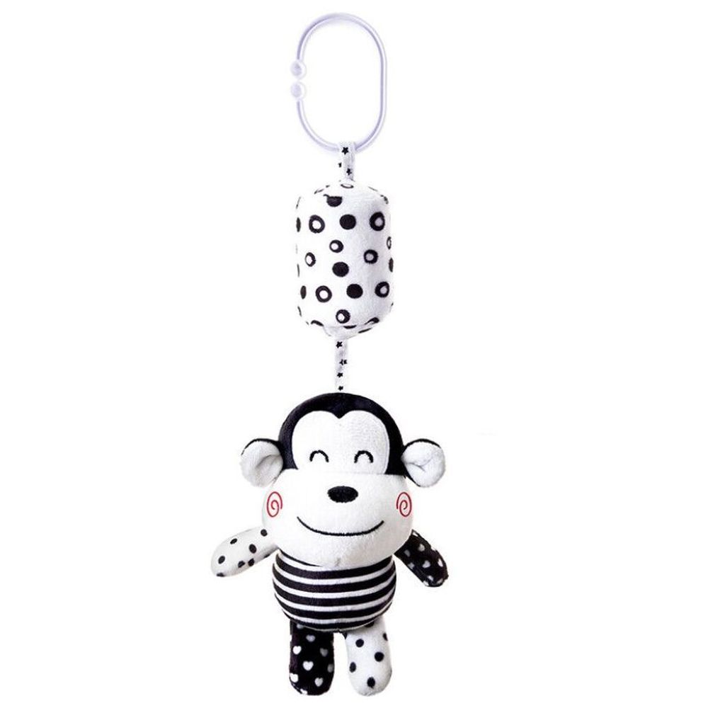 Little Angel - Baby Stroller Crib Plush Hanging Rattle Toy - Monkey - Black/White