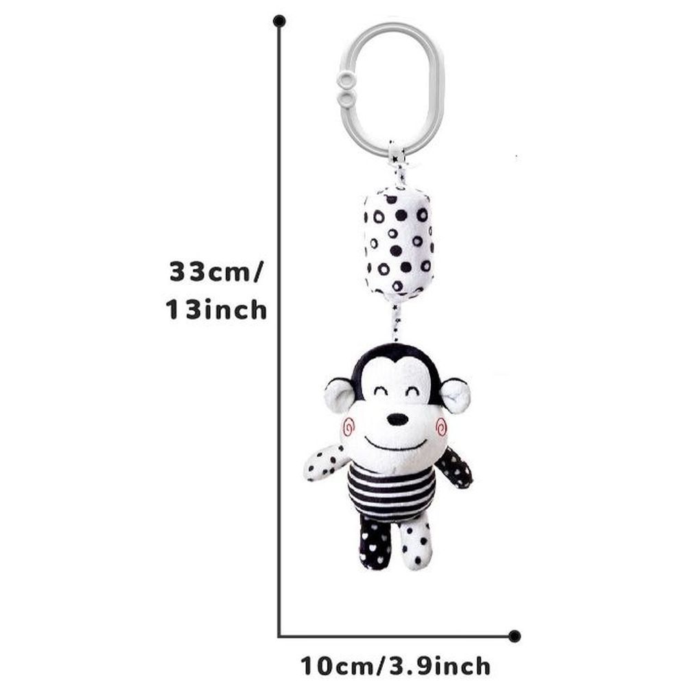 Little Angel - Baby Stroller Crib Plush Hanging Rattle Toy - Monkey - Black/White