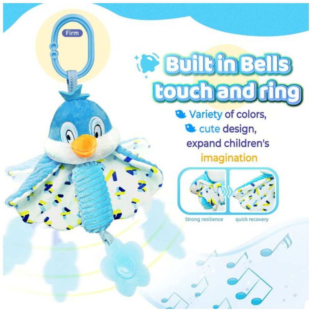 Little Angel - Baby Stroller Plush Hanging Rattle Mobile Toy - Bird - Blue