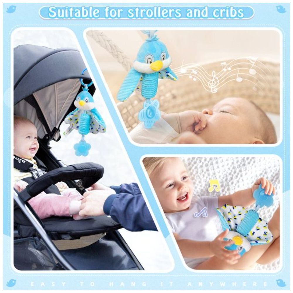 Little Angel - Baby Stroller Plush Hanging Rattle Mobile Toy - Bird - Blue