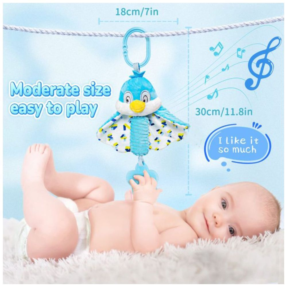 Little Angel - Baby Stroller Plush Hanging Rattle Mobile Toy - Bird - Blue