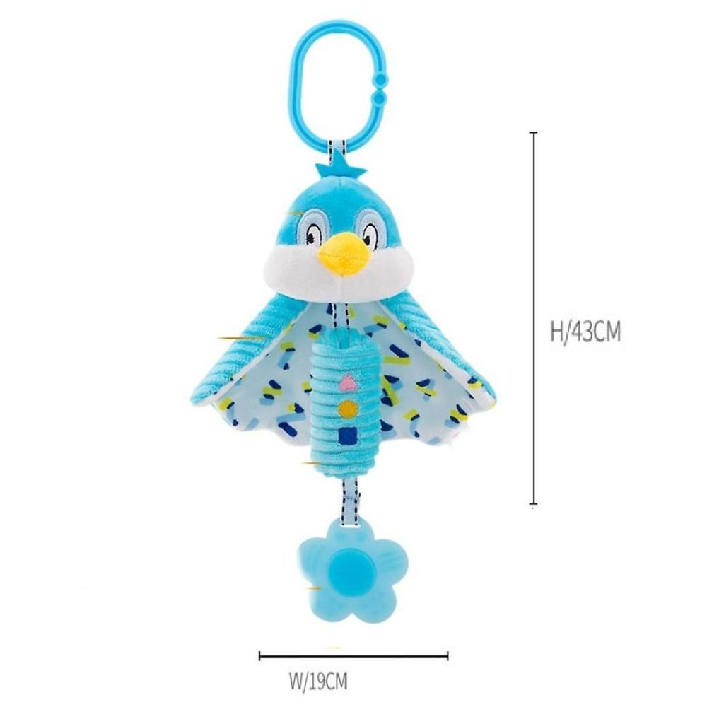 Little Angel - Baby Stroller Plush Hanging Rattle Mobile Toy - Bird - Blue