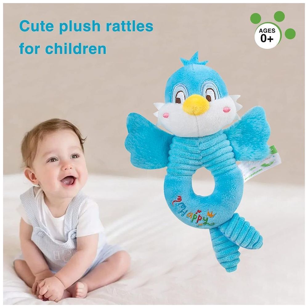 Little Angel - Baby Crib Soft Stuffed Rattle Pacifying Toy - Bird - Blue