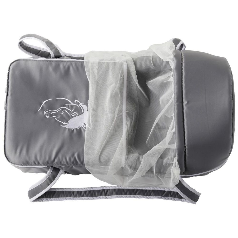 Little Angel - Baby Foldable Carry Cot & Sleeping Bag - Grey/White