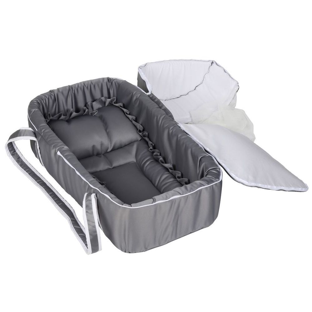 Little Angel - Baby Foldable Carry Cot & Sleeping Bag - Grey/White