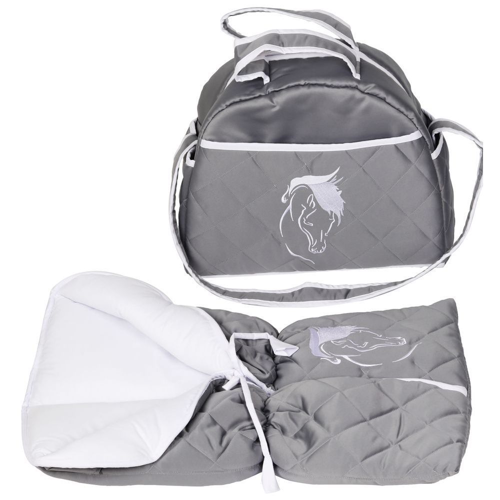 Little Angel - Baby Foldable Carry Cot & Sleeping Bag - Grey/White