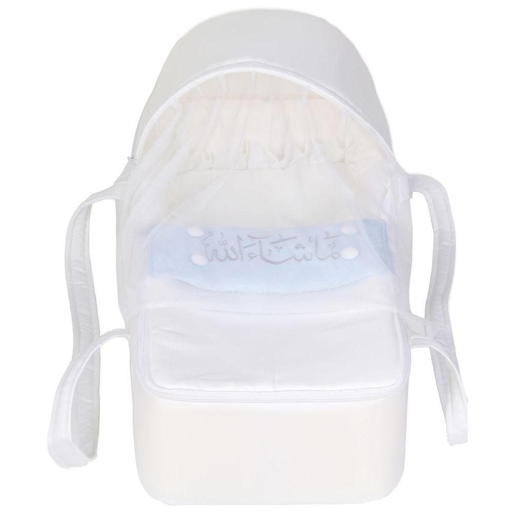 Little Angel - Baby Foldable Carry Cot & Sleeping Bag - White/Blue