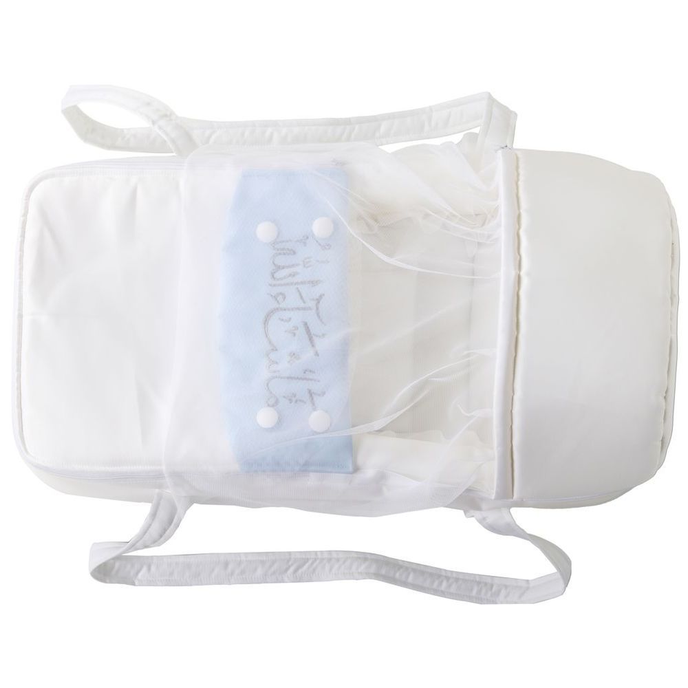 Little Angel - Baby Foldable Carry Cot & Sleeping Bag - White/Blue