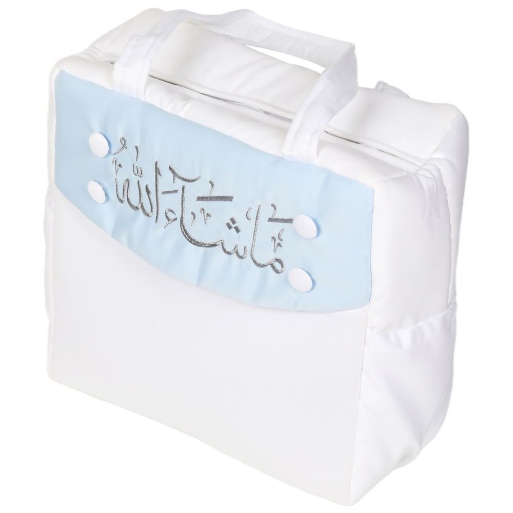 Little Angel - Baby Foldable Carry Cot & Sleeping Bag - White/Blue