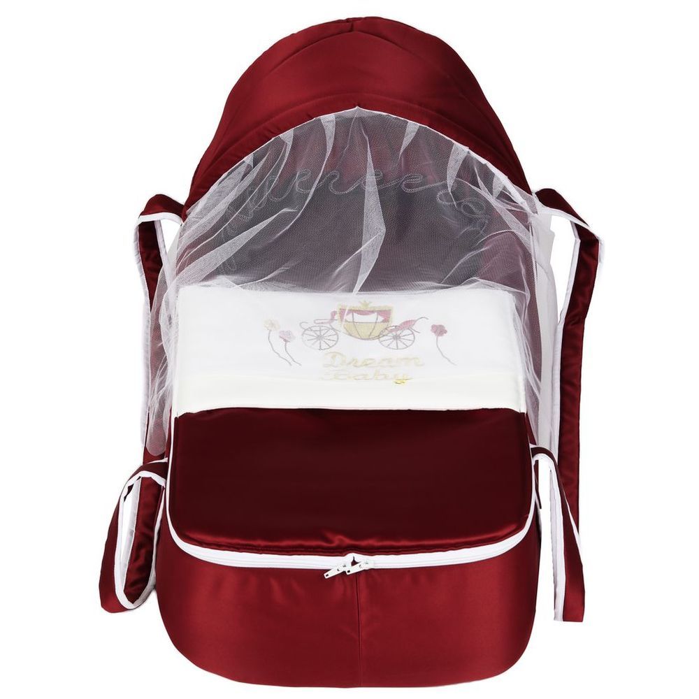 Little Angel - Baby Foldable Carry Cot & Sleeping Bag - Red/Cream