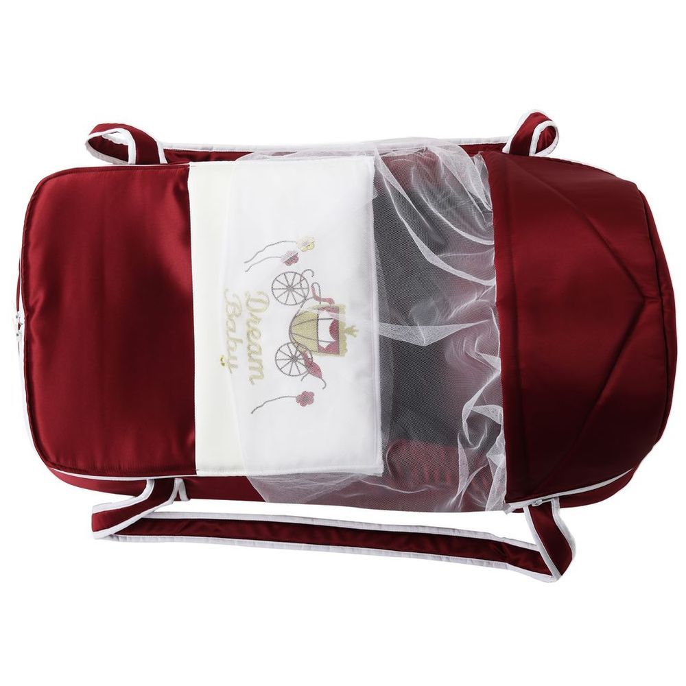 Little Angel - Baby Foldable Carry Cot & Sleeping Bag - Red/Cream