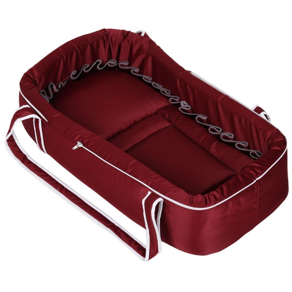 Little Angel - Baby Foldable Carry Cot & Sleeping Bag - Red/Cream