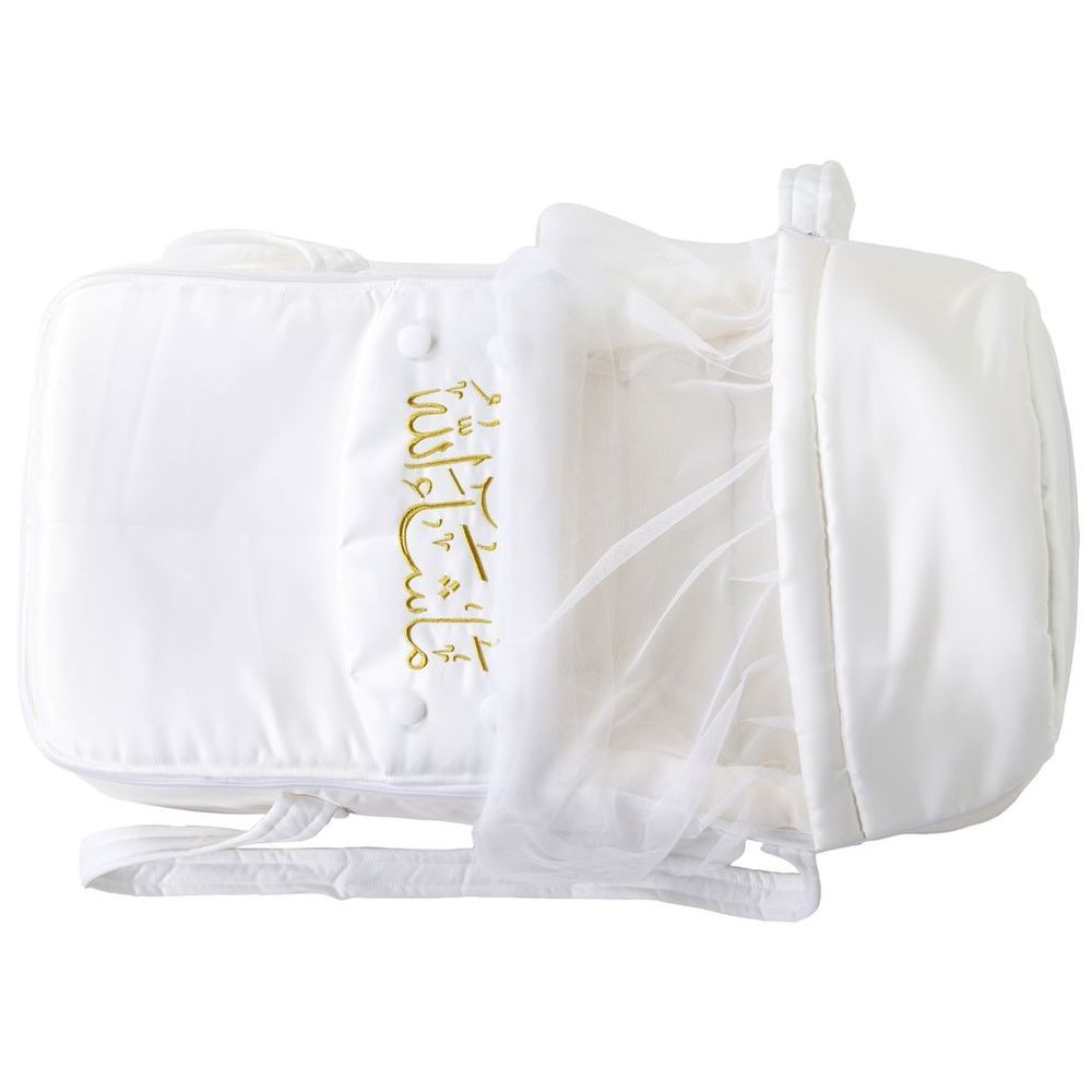 Little Angel - Baby Foldable Carry Cot & Sleeping Bag - White/Cream