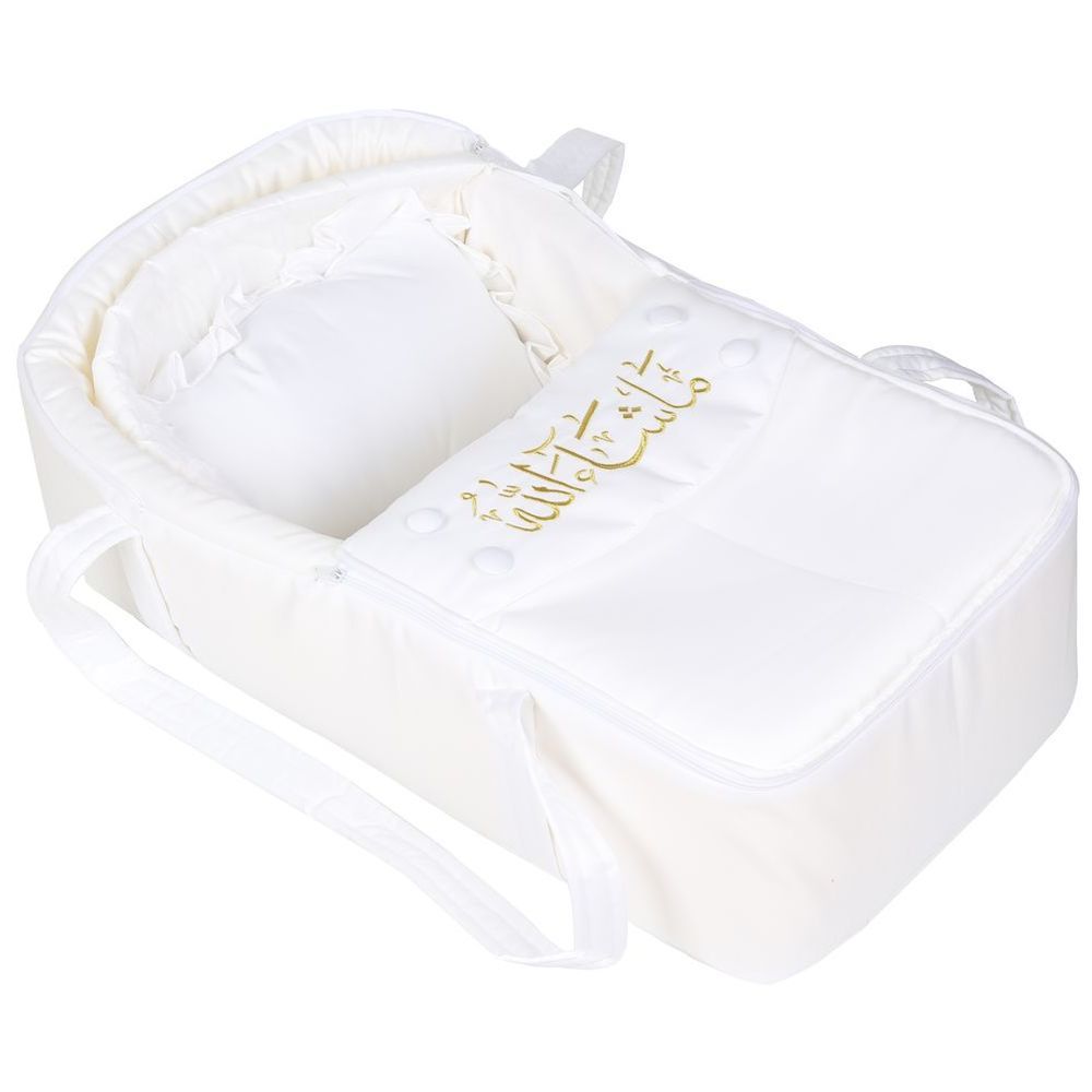 Little Angel - Baby Foldable Carry Cot & Sleeping Bag - White/Cream