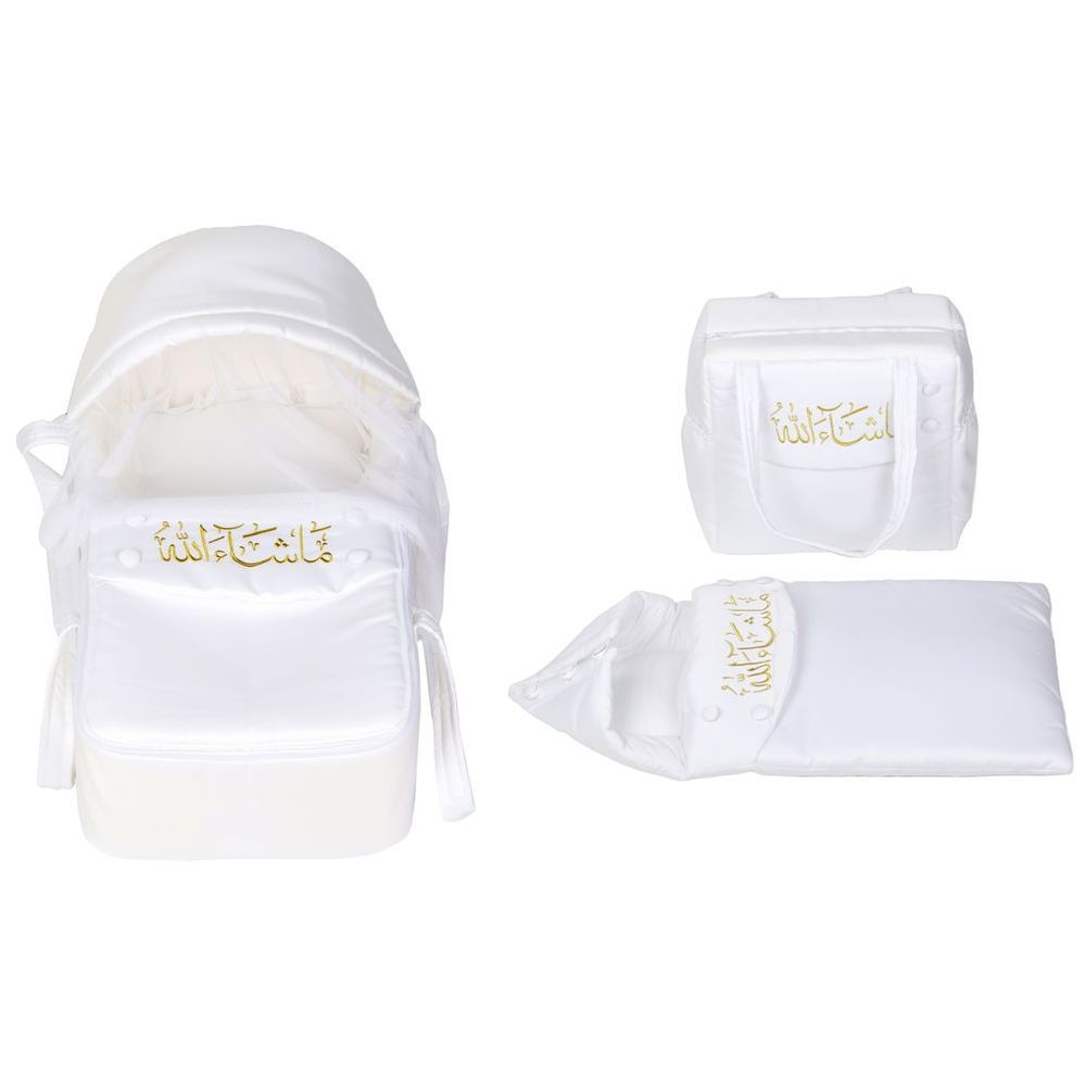 Little Angel - Baby Foldable Carry Cot & Sleeping Bag - White/Cream