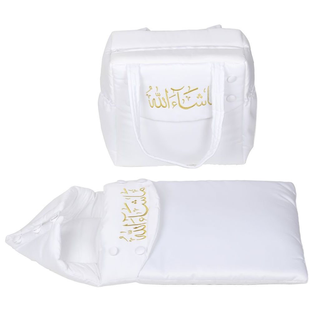 Little Angel - Baby Foldable Carry Cot & Sleeping Bag - White/Cream