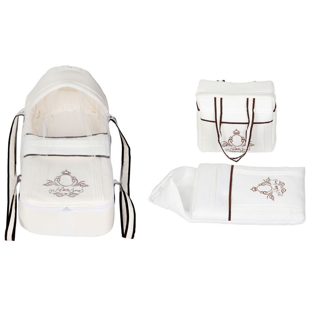 Little Angel - Baby Foldable Carry Cot & Sleeping Bag - Cream/Red