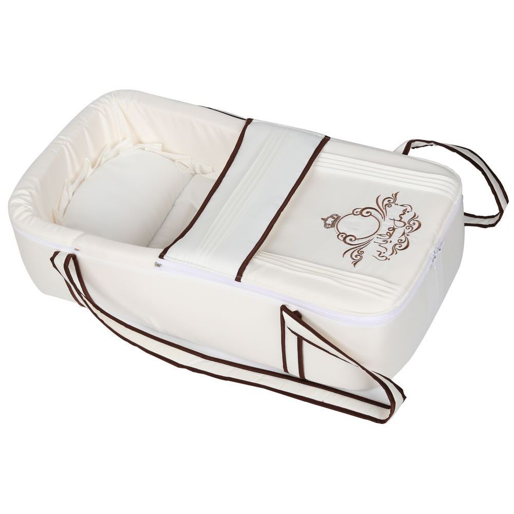 Little Angel - Baby Foldable Carry Cot & Sleeping Bag - Cream/Red