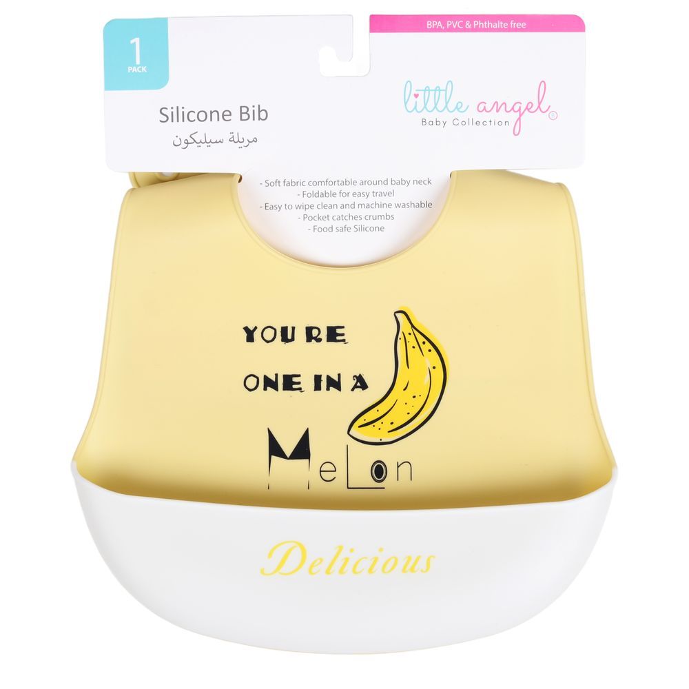 Little Angel - You're One In A Melon Baby Silicon Bib - Yellow/White