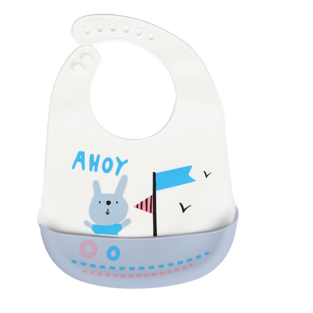 Little Angel - Ahoy Baby Silicon Bib - White/Purple